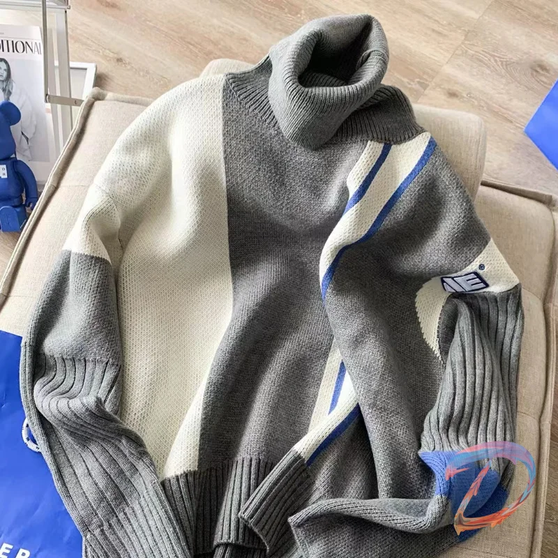 

Adererror Sweater Men Women High-neck Color Matching ADER Pullovers Winter Clothes