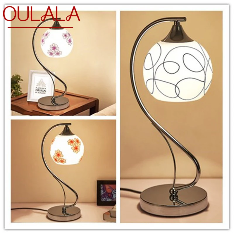 

OULALA Contemporary Table Lamp Simple Design LED Glass Desk Light Fashion Romantic Decor for Home Living Room Bedroom
