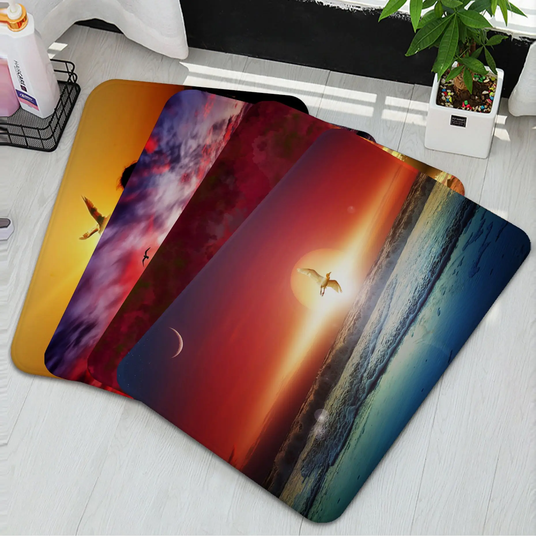 

Sunset Bird Floor Mat Washable Non-Slip Living Room Sofa Chairs Area Mat Kitchen Welcome Doormat
