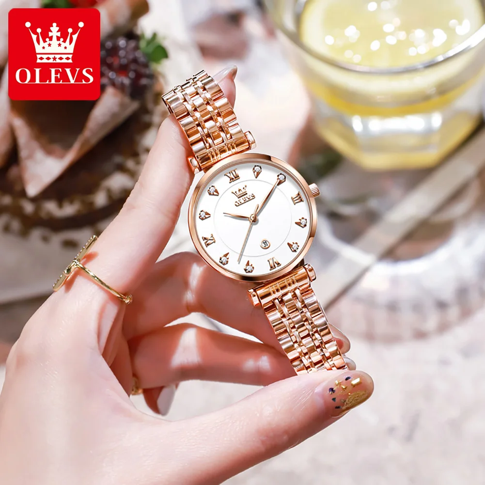 

OLEVS Stainless Steel Women's Wrist Watch Lady Watches Brand Luxury Women Waterproof Woman Accessory White Watch for women 5866