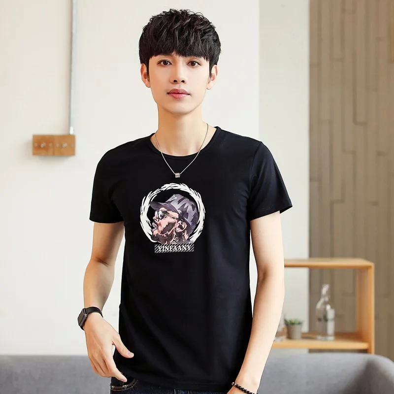 

12272 Men's T-Shirts Summer Short Sleeve t shirt men Simple creative design line cross Print cotton Brand shirts Men Top Tees