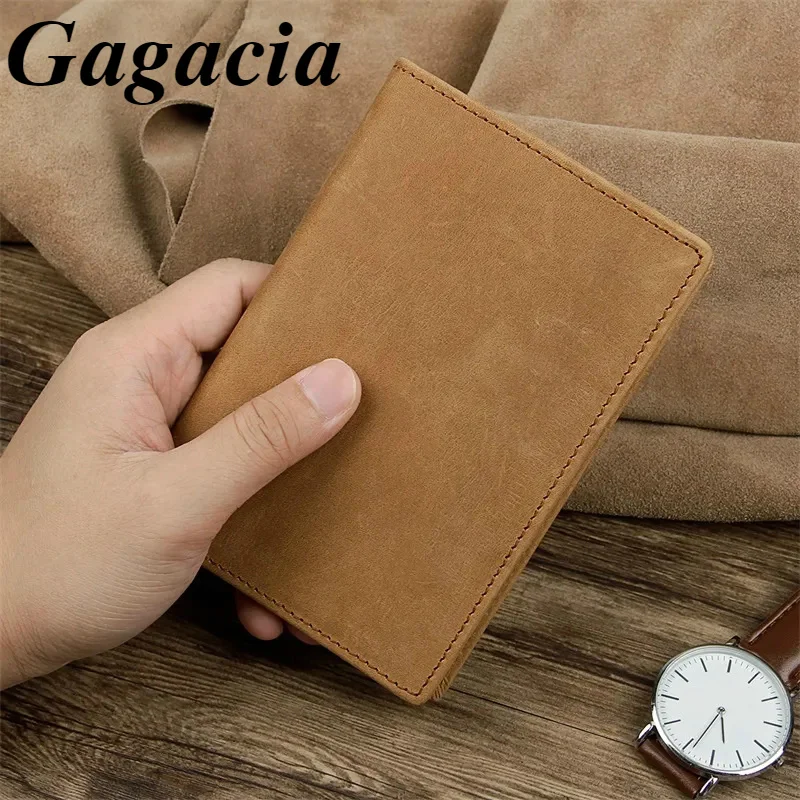 Gagacia Men's Genuine Leather Passport Cover Man Retro Multi Card Wallet New RFID Shielding Function Luxury Coin Purse For Man