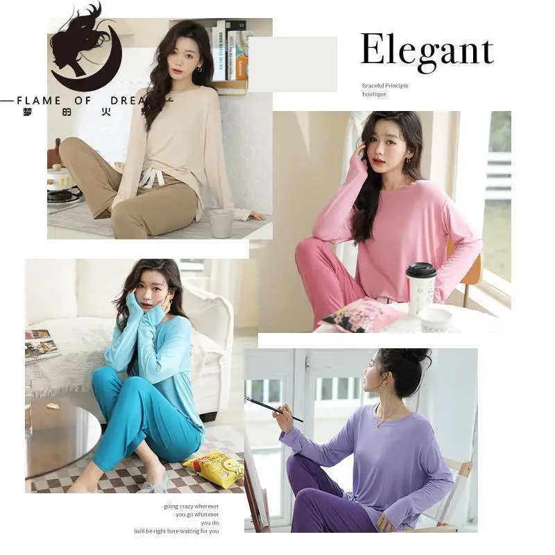 Flame Of Dream Loose Contrast Color Home Clothes Spring And Summer New Women's Pajamas Soft Breathable  Pajamas Set 22875