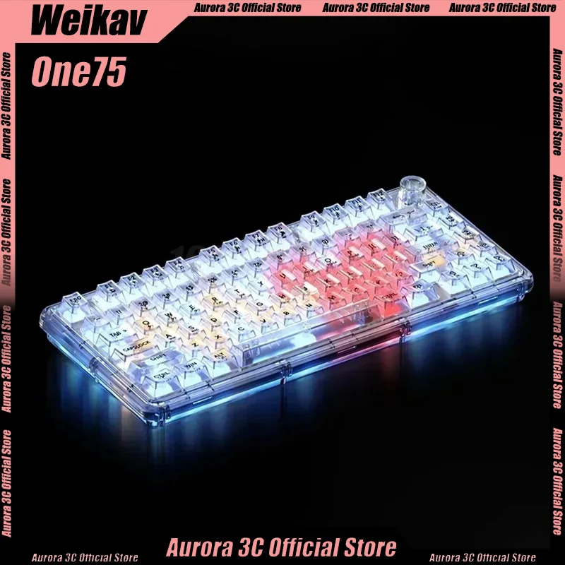 Механическая клавиатура Weikav One 75 с пользовательской ручкой 75% прозрачная тремя