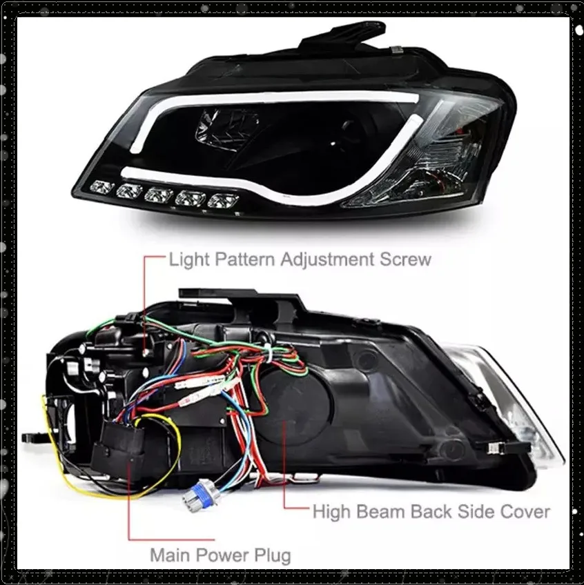 Sulinso LED 1 пара светодиодных фар DRL Halo Lightbar Audi A3 8P 8PA 08-12 Черный ESP S3 LHD