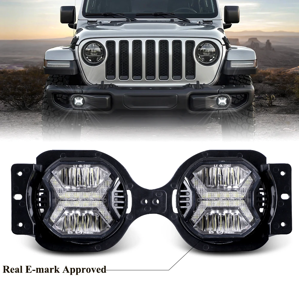 

Противотуманные фары с ДХО для Jeep Wrangler JL JLU Sport Rubicon Sahara 2018-2023 Emark E24, 1 пара, 60 Вт, 4 дюйма