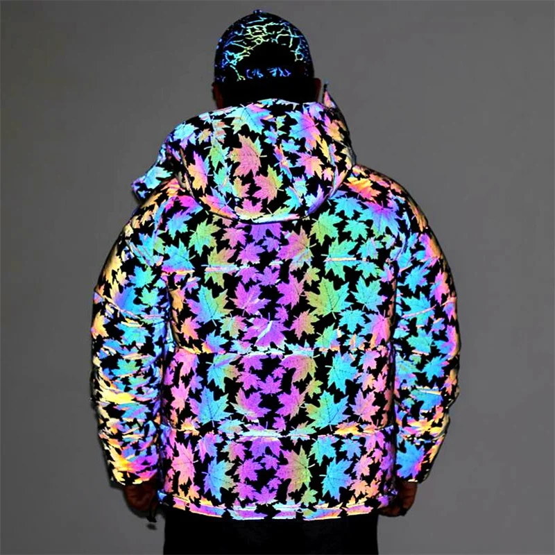 New Style Fashion In Winter, Colorful Reflective, European And American Work Clothes, Cotton Jacket, Zipper, Hood,Down  Leisure