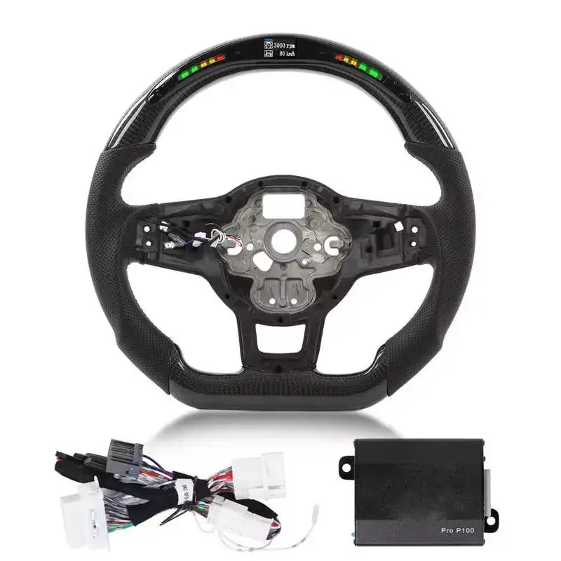 

Carbon Fiber LED Shift Lights Display Steering Wheel Perforated Leather for Volkswagen Golf R MK7 MK7.5 2013 2014 2015 2016-2020