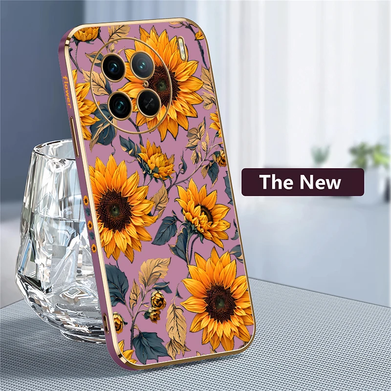 Colorful Flowers Luxury Plating Phone Case For Vivo T1 Pro U1 U3 U3X U10 U20 Silicone Soft Pattern Shockproof Back Cover Fundas
