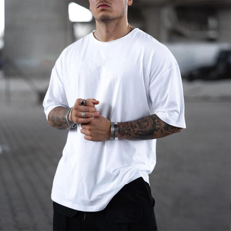 

2023 Summer Fashion Men's Pure Color T Shirts Oversize O Neck Short Sleeve Tee For Men Clothes Leisure Loose Pullover Streetwear