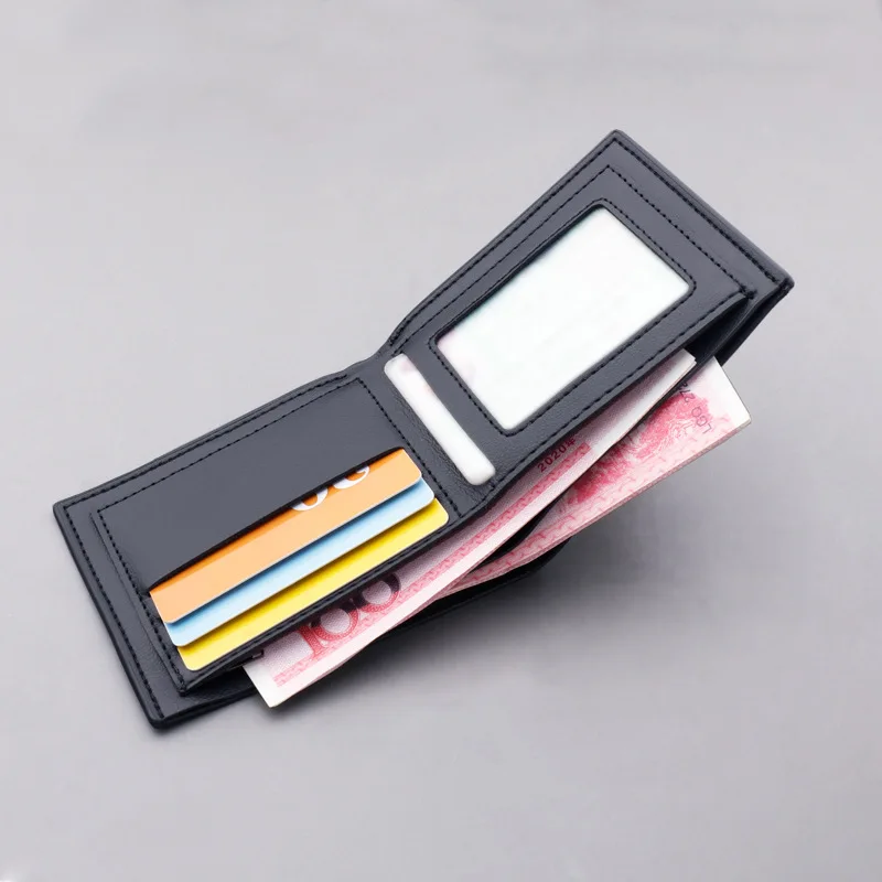 2022 New Men Thin Wallet 4 Card Slot Short Wallet Fashionable Color Contrast Bar Design Folding Wallet Cheap Hot Sale Man Purse