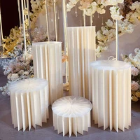 food table indoor wedding decoration pearl origami cylindrical dessert table folding column round table wedding road lead window