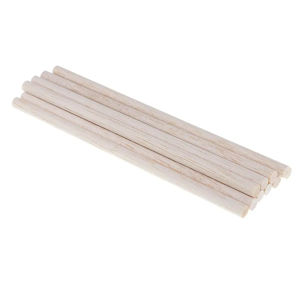2X 10 Pieces Balsa Wood Unfinished Round Stick Dowel Rod DIY Craft 200mm