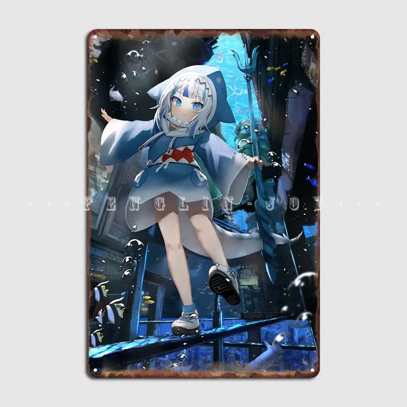 

Gawr Gura Hololive Poster Metal Plaque Pub Garage Design Plates Wall Pub Tin Sign Posters