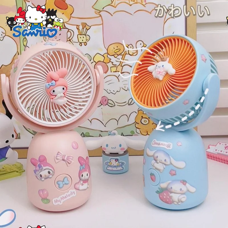 

Новый мультяшный милый кавайный Sanrioed Cinnamoroll My Melody почтовый новый узор летний Настольный портативный маленький вращающийся электрический вентилятор
