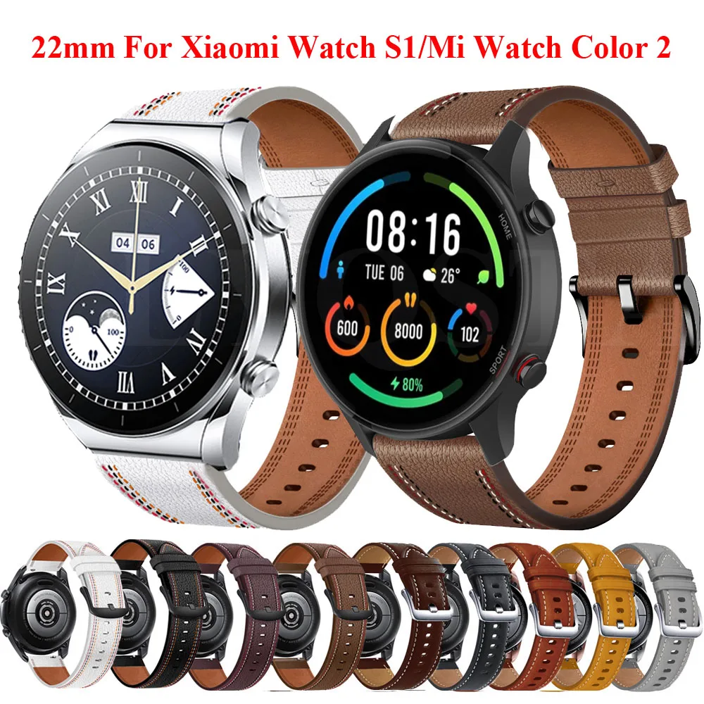 

Ремешок кожаный для Xiaomi Watch S1 Pro Active, быстросъемный браслет для наручных часов Xiaomi MI Watch Color 2, 22 мм