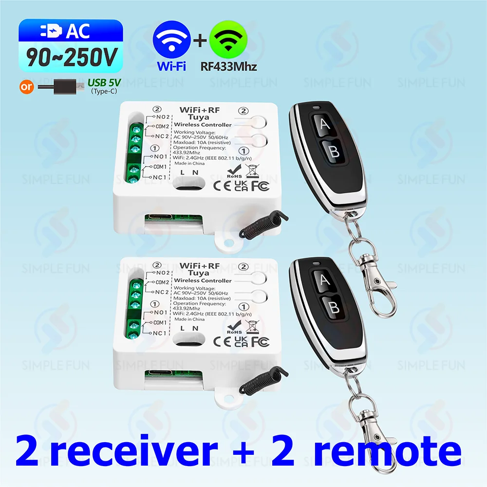 

Умный выключатель света Tuya 2 канала SLMPLEFUN