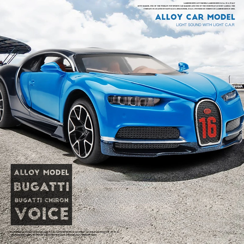 

Diecast 1:32 Scale Bugatti Chiron Alloy Car Model Sound & Light Toys Vehicles for Children Boys Miniauto Gift Toys for Boys