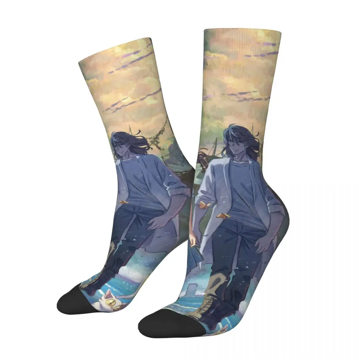 

Ling Ya And Cao Tai Walking On The Grass Lingya Tour Unisex Winter Socks Outdoor Happy Socks street style Crazy Sock