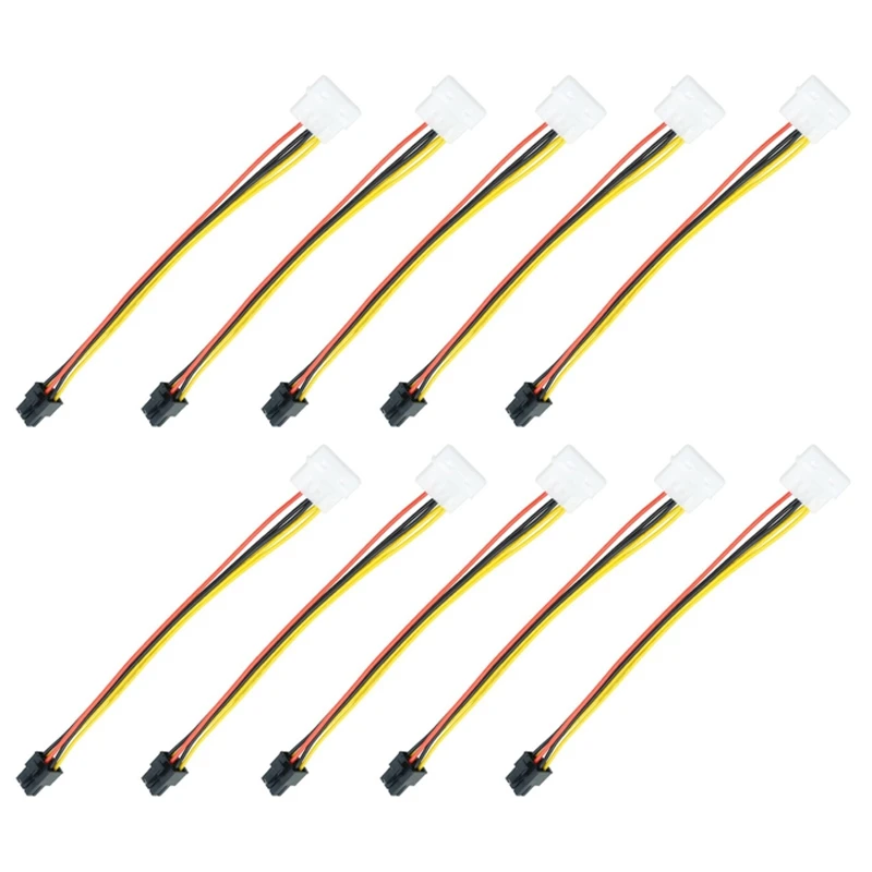

10Pcs 4 Pin To 6 Pin Power Cord Connector Large 4P To 6P Graphics Card Power Cable Adapter Cable