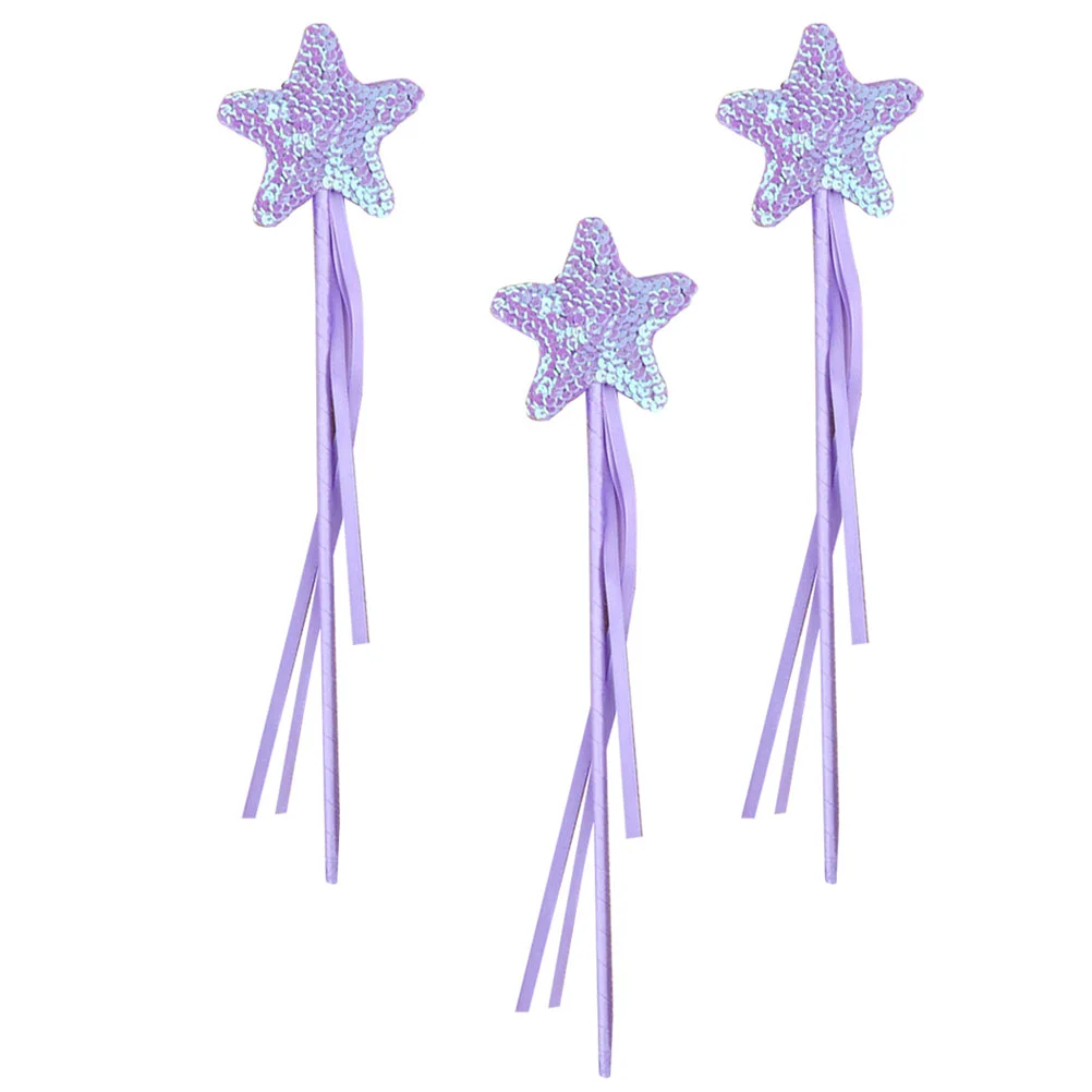 

3 Pcs Baby Halloween Costume Wand Fairy Ribbon Cosplay Purple Decorative Child