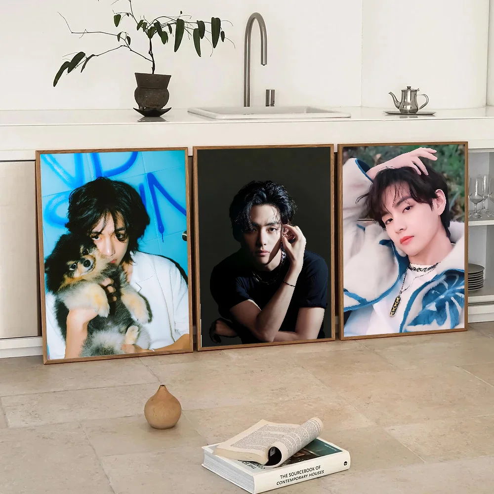 Постер Kpop Boy Kim Tae Hyung V печать на бумаге для дома гостиной спальни входа в бар кафе