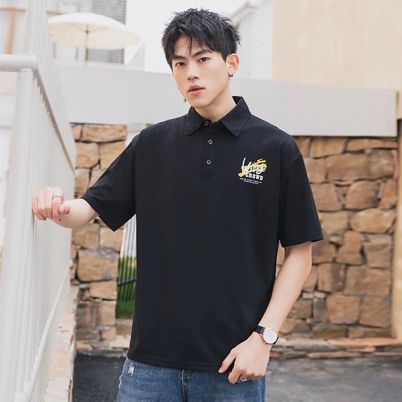 

Мужская летняя рубашка-поло 2022, свободная футболка с коротким рукавом, Топ