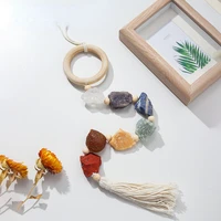 natural 7 color gem mineral seven chakra raw stone car hanging hand woven energy aura crystal interior home decoration