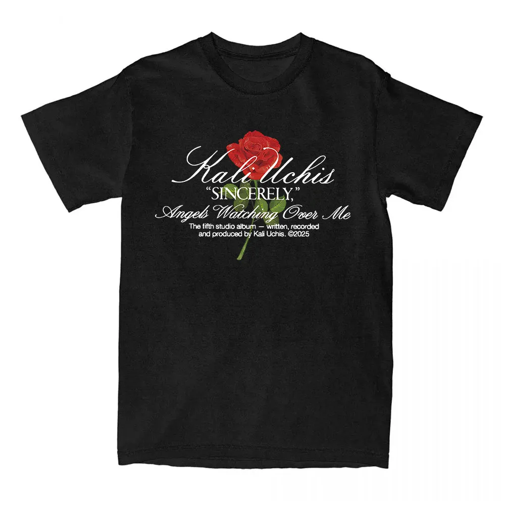 Фото Футболка Sincerely Rose KALI UCHIS Singer, футболки с графическим рисунком, хлопковая женская футболка с короткими рукавами, женская и мужская одежда, повседневные свободные футболки №1