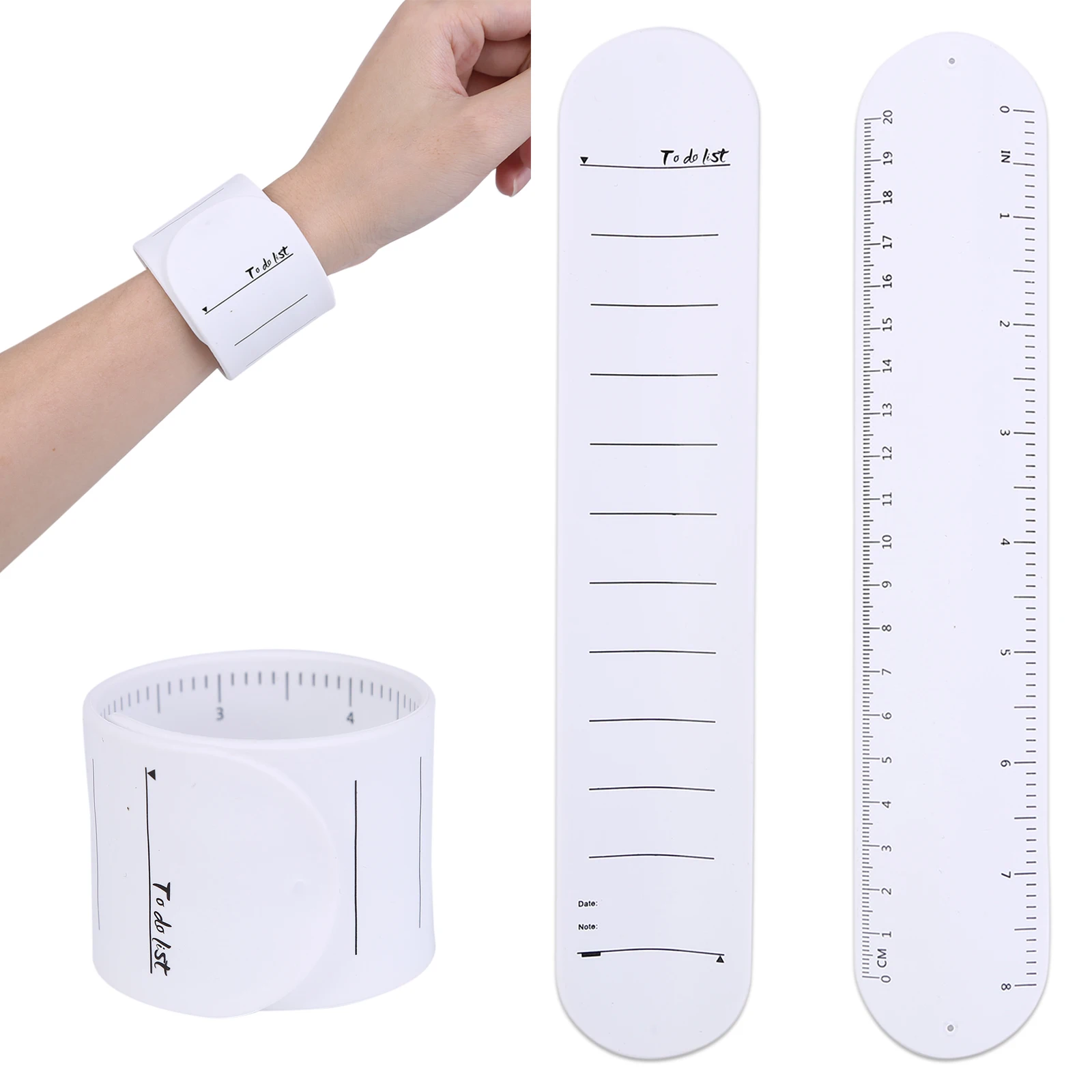 

Notepad Ruler Writeable Wearable Student Note Wrist Band Waterproof Silicone Memo Portable Sticky Note Supplies for Kids Adults