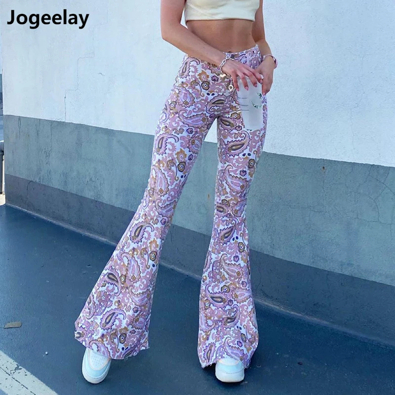 

Женские облегающие брюки с высокой талией и цветочным принтом