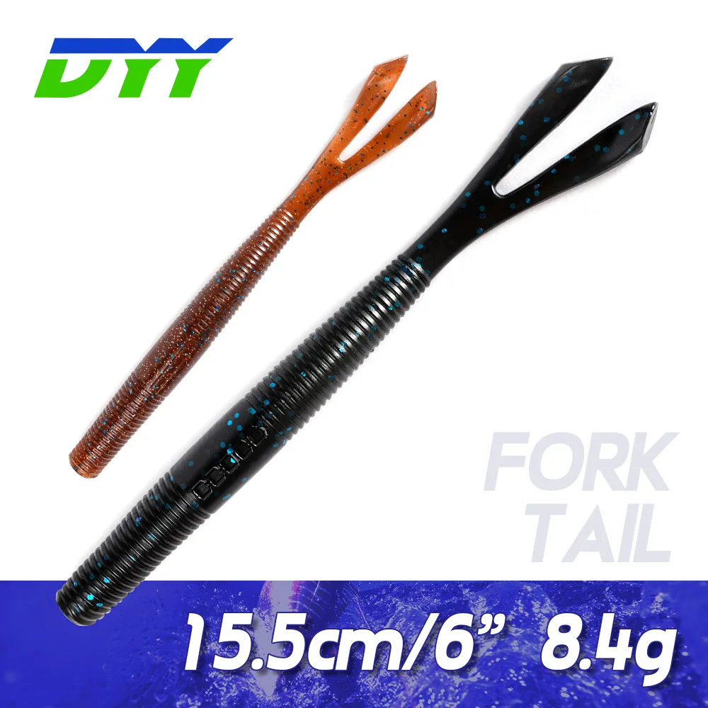

DYY Fork Tail Stick Worm Soft Bait 15.5cm 6" 8.4g Senko Silicone Bass Pike Swimbait Artificial Fishing Soft Lure