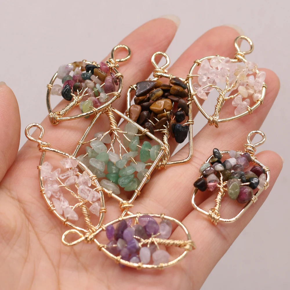 

Natural Semi-precious Stone Pendant Irregular Crystal Bud Amethyst Tourmaline for Jewelry Making Necklaces Accessories Gift