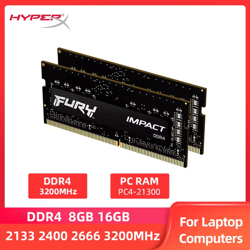 Memoria RAM DDR4 8GB 16GB 32GB 3200MHz 2666 2133 2400MHz Laptop Memory PC4-25600 21300 19200 SODIMM HyperX Fury Notebook RAM