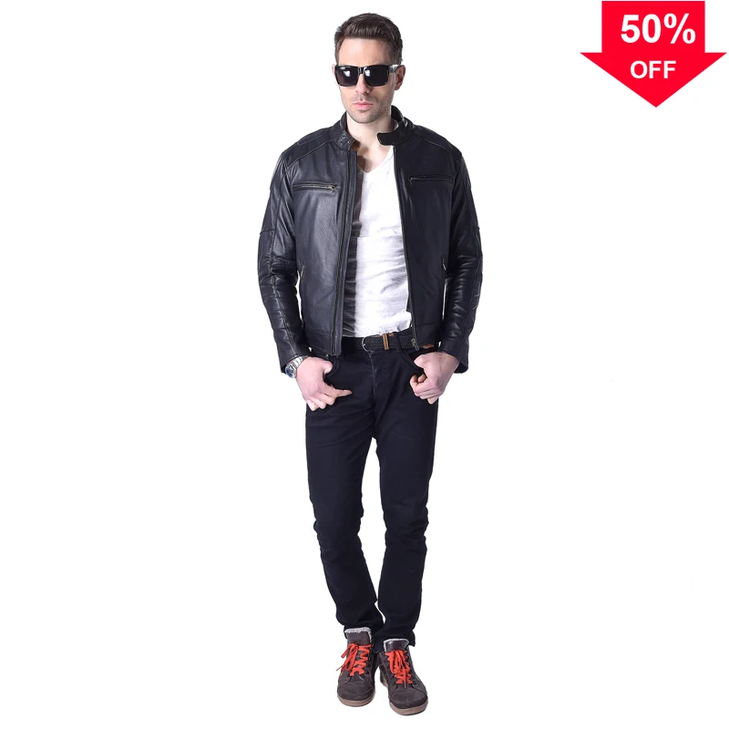 

Motorcycle Biker Jacket Men Genuine Cowhide Leather Jacket Black Thick Motor Real Leather Coat Male Skin Clothing Winter M153