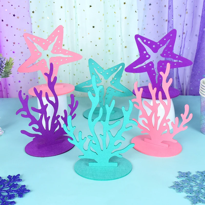 

Under the Sea Starfish Coral Seahorse DIY Felt Table Centerpiece Ornament Mermaid Theme Girl Birthday Party Decor Baby Shower