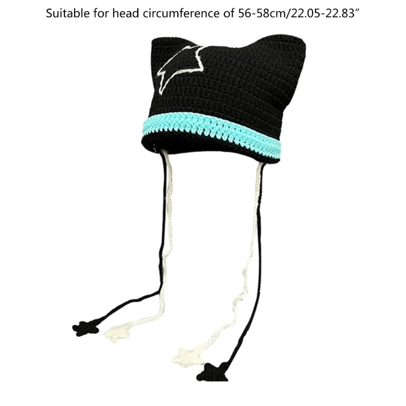 Шапка с кошачьими ушками женская осенне-зимняя вязаная шапка реквизит для