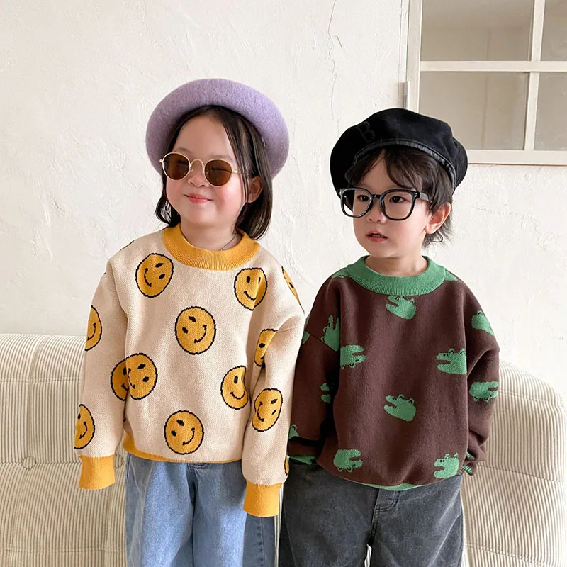 

MILANCEL Kids Sweaters Autumn New Pullover Sweaters For Boys Girls Cartoon Pattern Knitted Top
