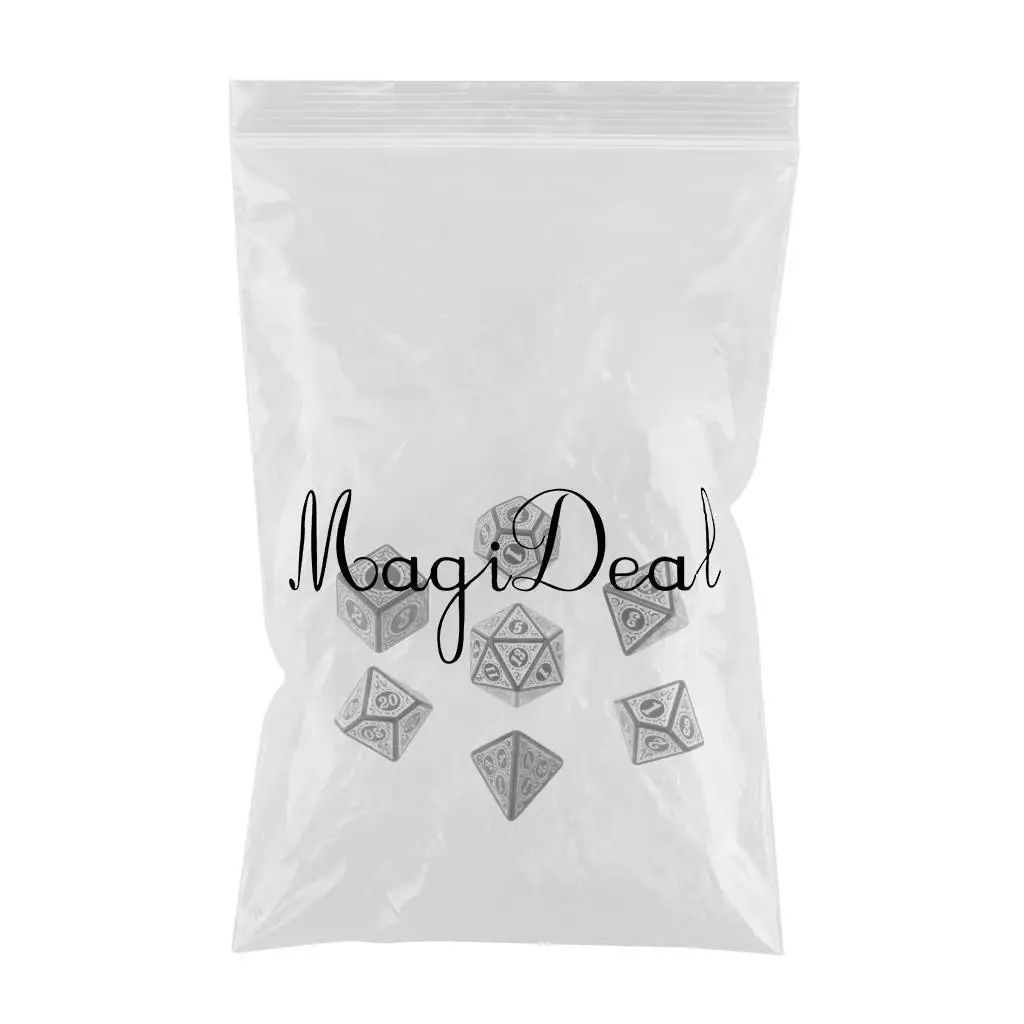Фото Набор многогранных акриловых кубиков (7 шт.) для настольных ролевых игр DND, миниатюр и вечерних посиделок №4