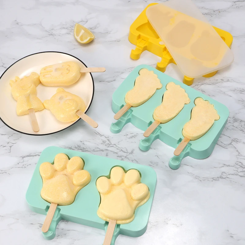 

Silicone Ice Cream Mold Diy Cute Cartoon Ice Cream Tray Reusable Popsicle Mold Homemade Handmade Popsicle Kitchen Tools