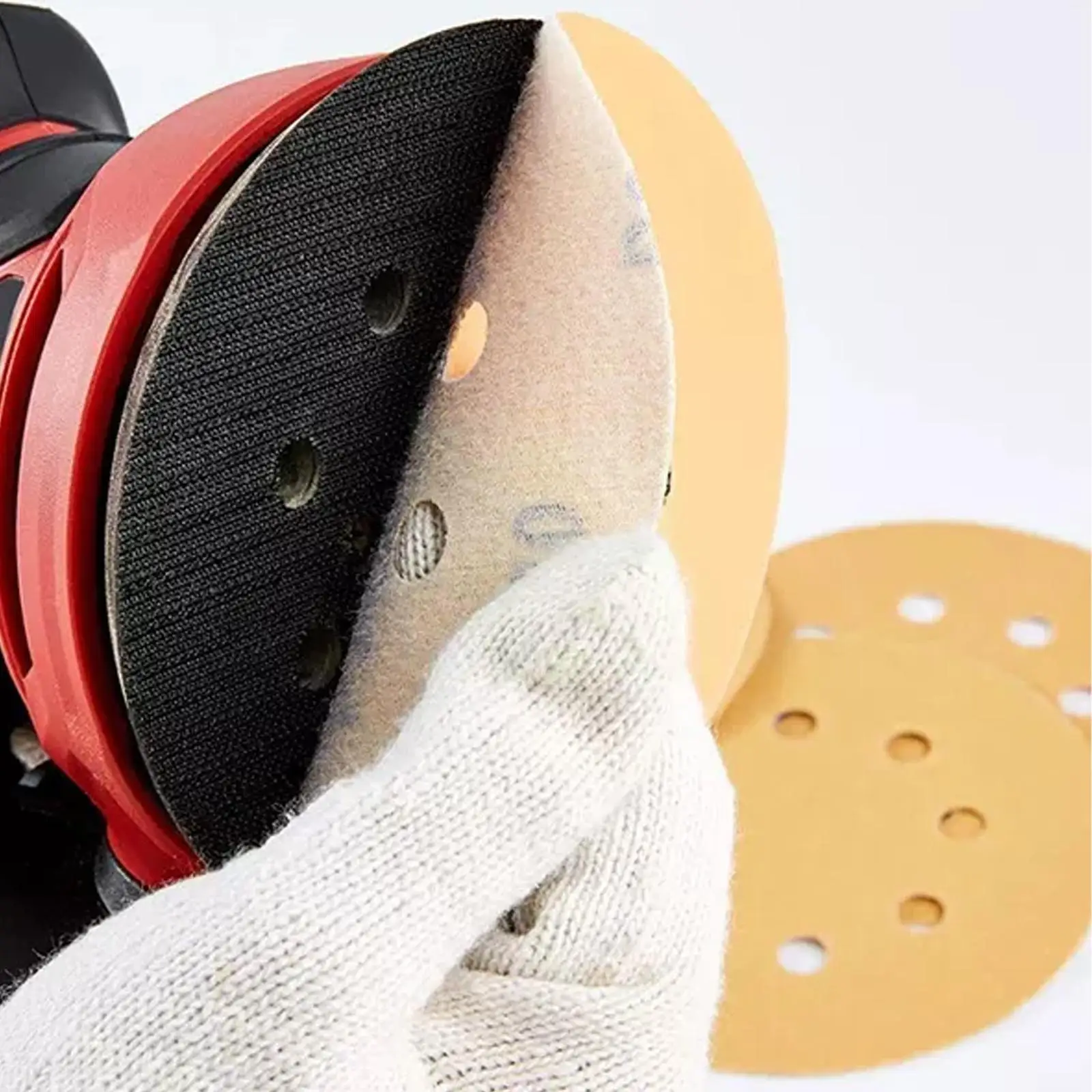 

100pcs 6 Inch 6 Hole Flocking Sandpaper Air Grinder Grinding Self-adhesive Back Sanding Velvet Dry Polishing Sandpaper Wood F4i0