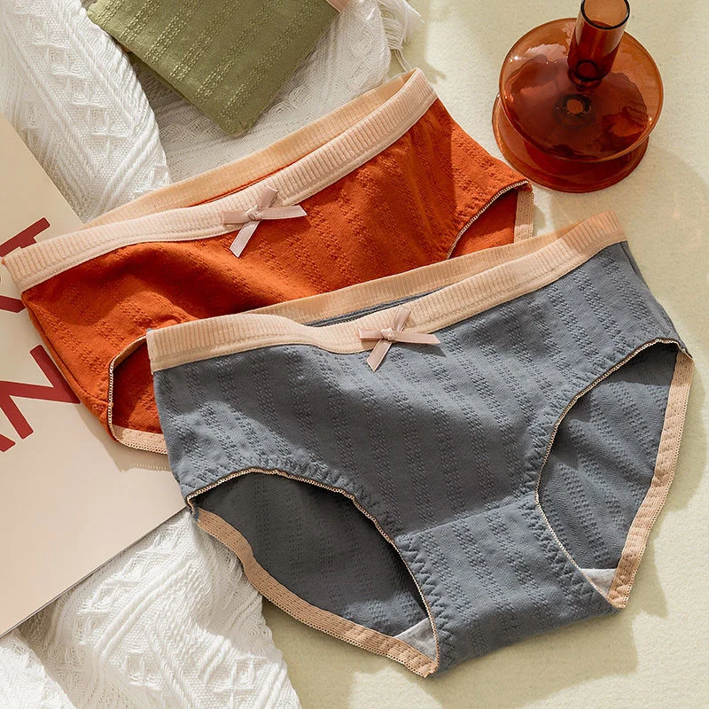 

4 шт., женские хлопковые трусы с промежностью, средней талией