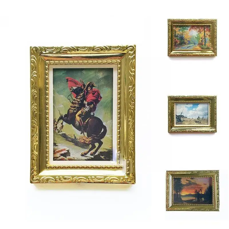 

1:12 миниатюрная фоторамка для дома, антикварные аксессуары для Мэнни, «сделай сам», масляный дом, декоративная рамка для рисования F9k3