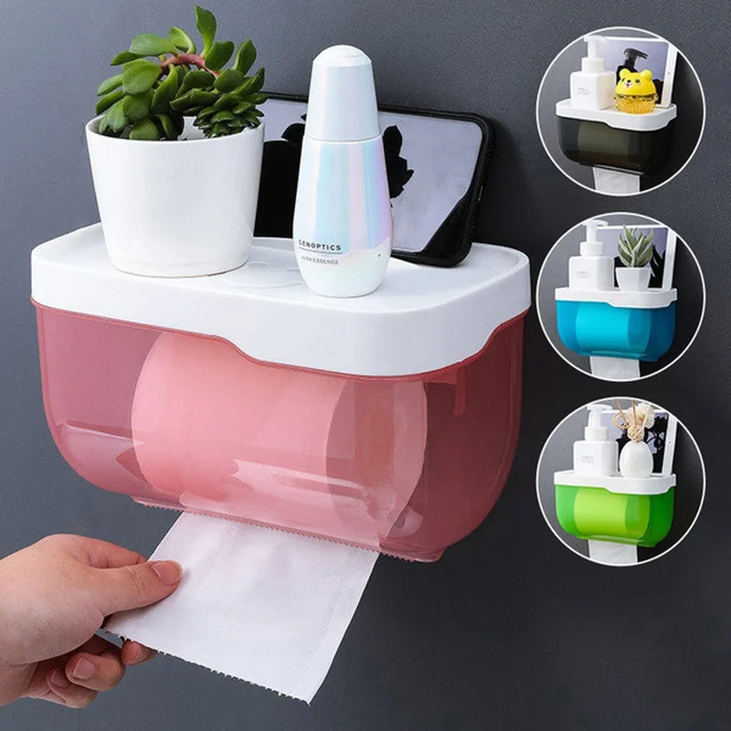 

Non perforated waterproof toilet paper rack bathroom paper storage rack bathroom paper towel rack self-adhesive wall mounted