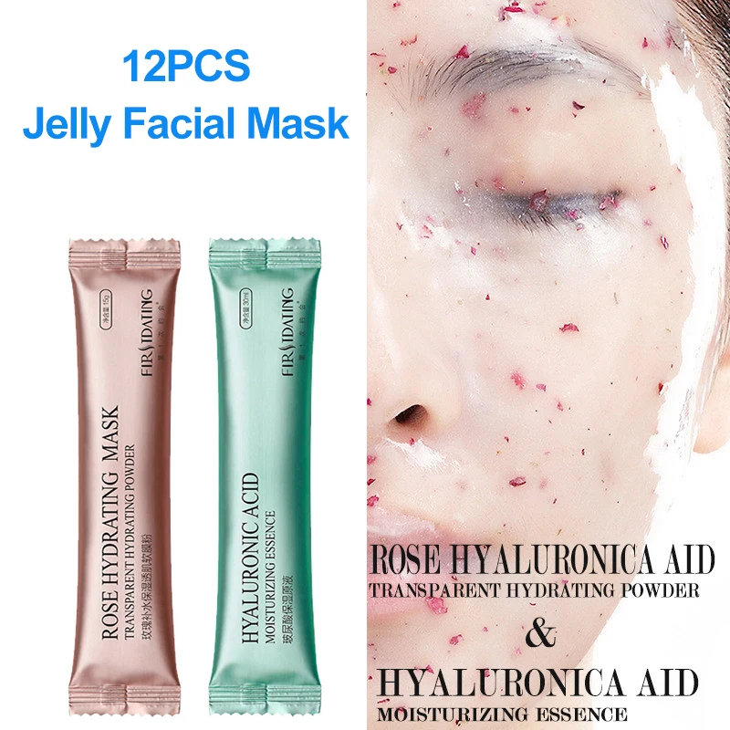 

12 PCS Jelly Facial Mask Peel Off Collagen Rose Hyaluronic Acid Soft Powder Anti-aging Anti-wrinkle Beauty Organic
