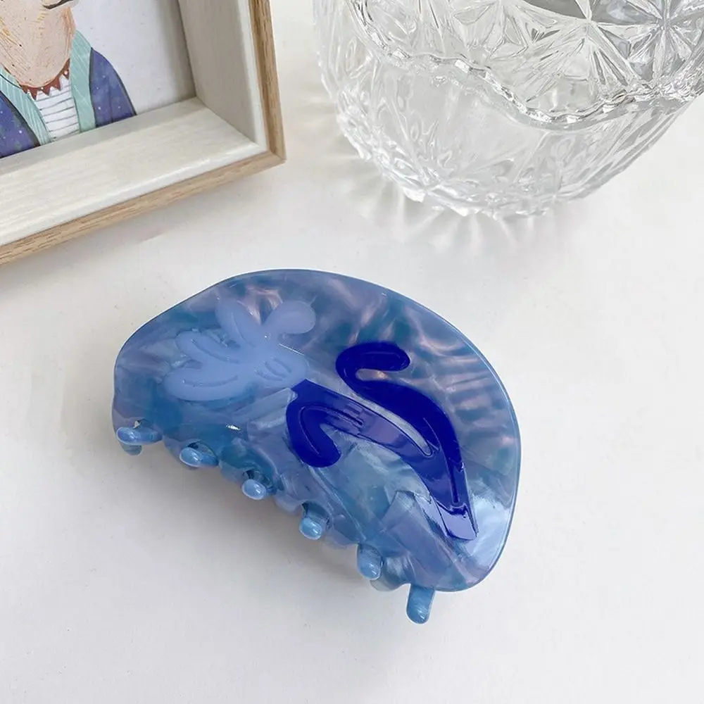 

Geometric Hairgrip Women Shark Clip Blue Color Flower Hair Clip Sunflower Acetate Flower Hair Claw Half Round Hairpin