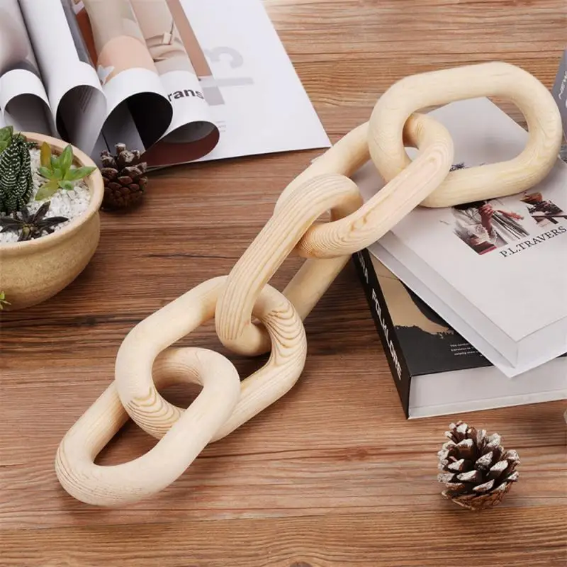 

5 Rings Wooden Ring Ornaments No Glitch Wooden Crafts Household Products Chain Pendant Mellow Household Wood Color Chain Link