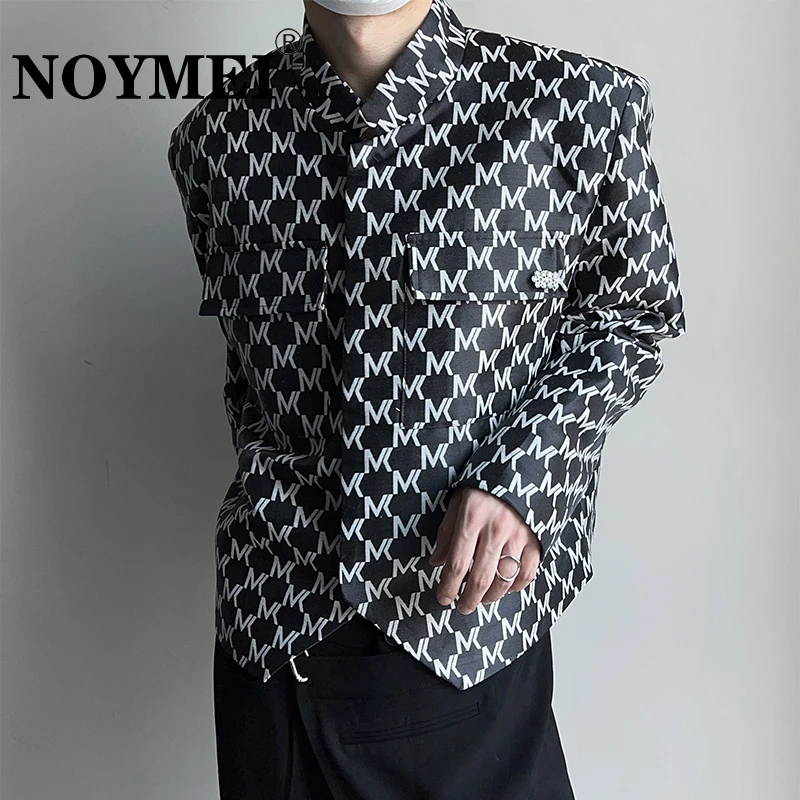 

Новая богатая и благородная куртка NOYMEI, пальто с полностью печатным воротником-стойкой, повседневные свободные модные корейские мужские топы с надписью 2023, WA360
