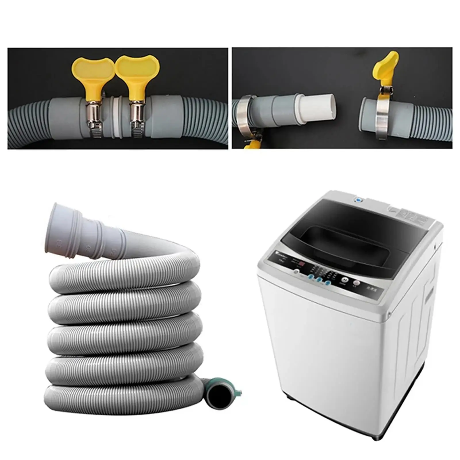 

Washing Machine Drain Hose Extension Kit 2 Meters Replacement with 1 Extension Adapter