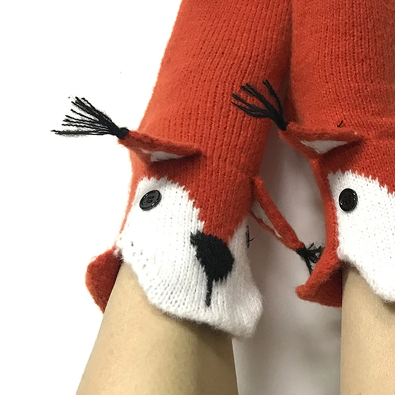 Unisex Novelty Cartoon Slipper Socks Crochet Knit Funny Squirrel 3D Ears Hosiery 37JB